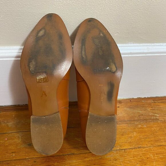 Anthropologie Women’s Size 37 Slip On Ankle Shoes Brown Leather Low Heel - Picture 7 of 12